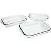 3 Piece Glass Baking Dish Set Tempered Oven Safe Bakeware Casserole Dish Microwave Dishwasher Safe Durable Kitchen Essentials