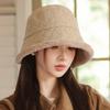 Winter hat women's warm plush thickened bucket hat big head circumference small face bucket hat versatile basin hat