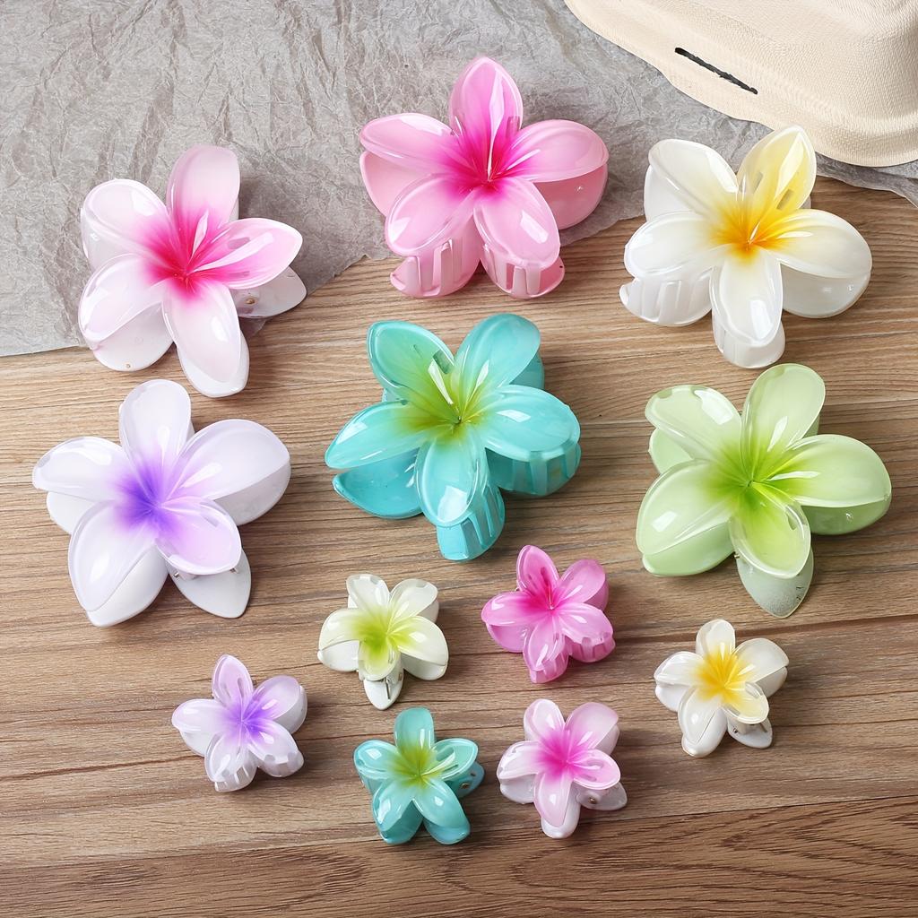 One Large and Two Small, Gradient Color Flower Hair Clip, Summer Fashion Casual Style Hair Accessory Perfect for Outings