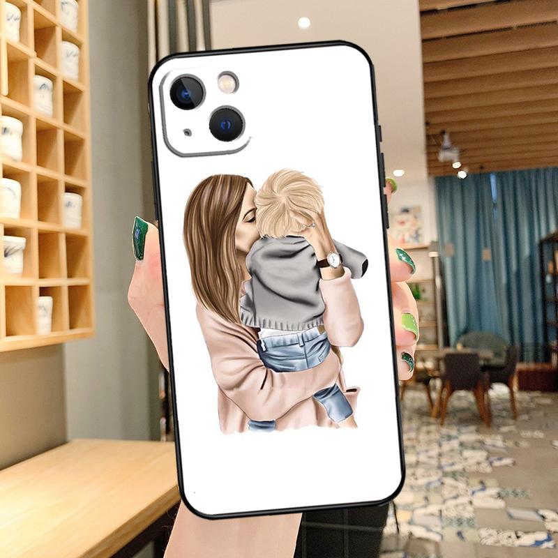 Mom Daughter Girl Son Dad Cover For iPhone 14 15 16 Pro Max XS XR X Case For iPhone 11 12 13 Pro Max Mini Plus