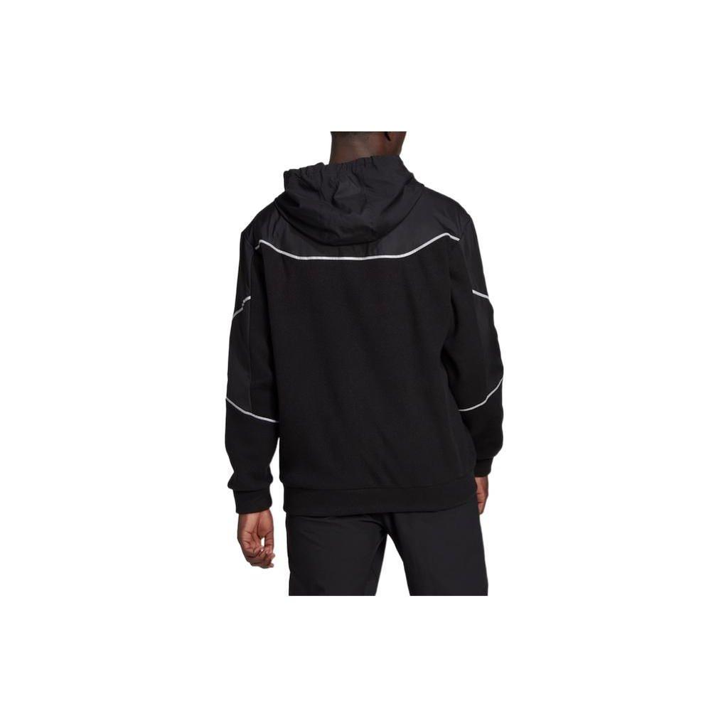 Adidas FW22 Printed Logo Sports Hooded Jacket Men Outerwear Black HL6908