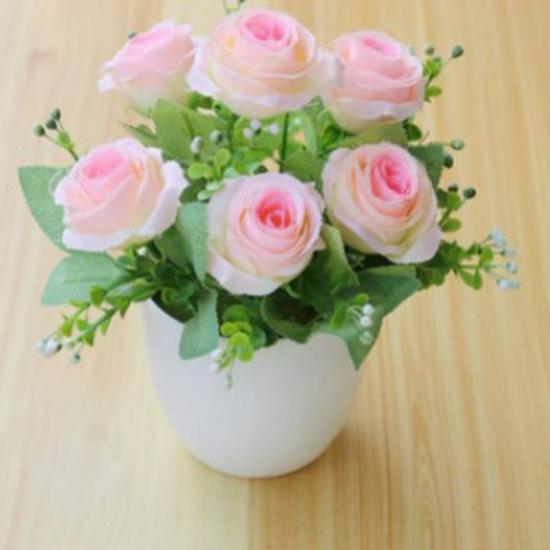 Decorative Small Artificial Potted Flowers Set for Home and Living Room Decor