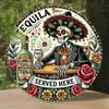 Metal Wall Art Skeleton Poster La Muerte Vintage 8x8 Inch Aluminum Bar Decor