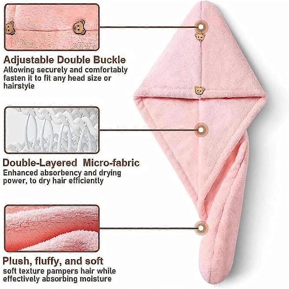 Dry Hair Towel Cap, Microfiber Curly Hair Towel, Super Absorbent Quick Drying Hair Towel, Anti-Frizz Headband with Buttons (Apricot)