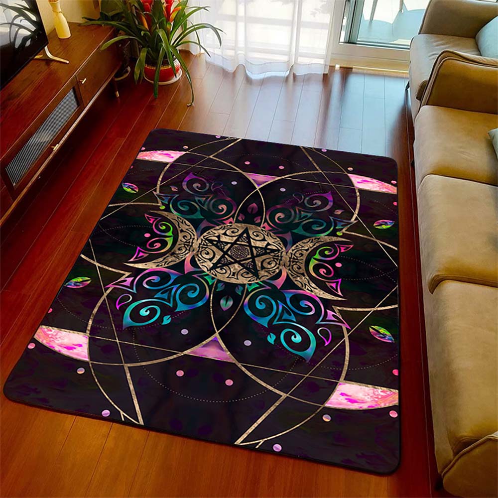 Triple Moon Goddess Carpet Wicca Goth Subculture Rock Romance Non-slip Doormat Mat Hallway Entrance Door Rug Bedroom Decor