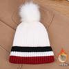 Fashionable Autumn/Winter Pom-Pom Striped Decorative Versatile Knit Hat, Warm And Comfortable, Stylish Casual Wool Beanie