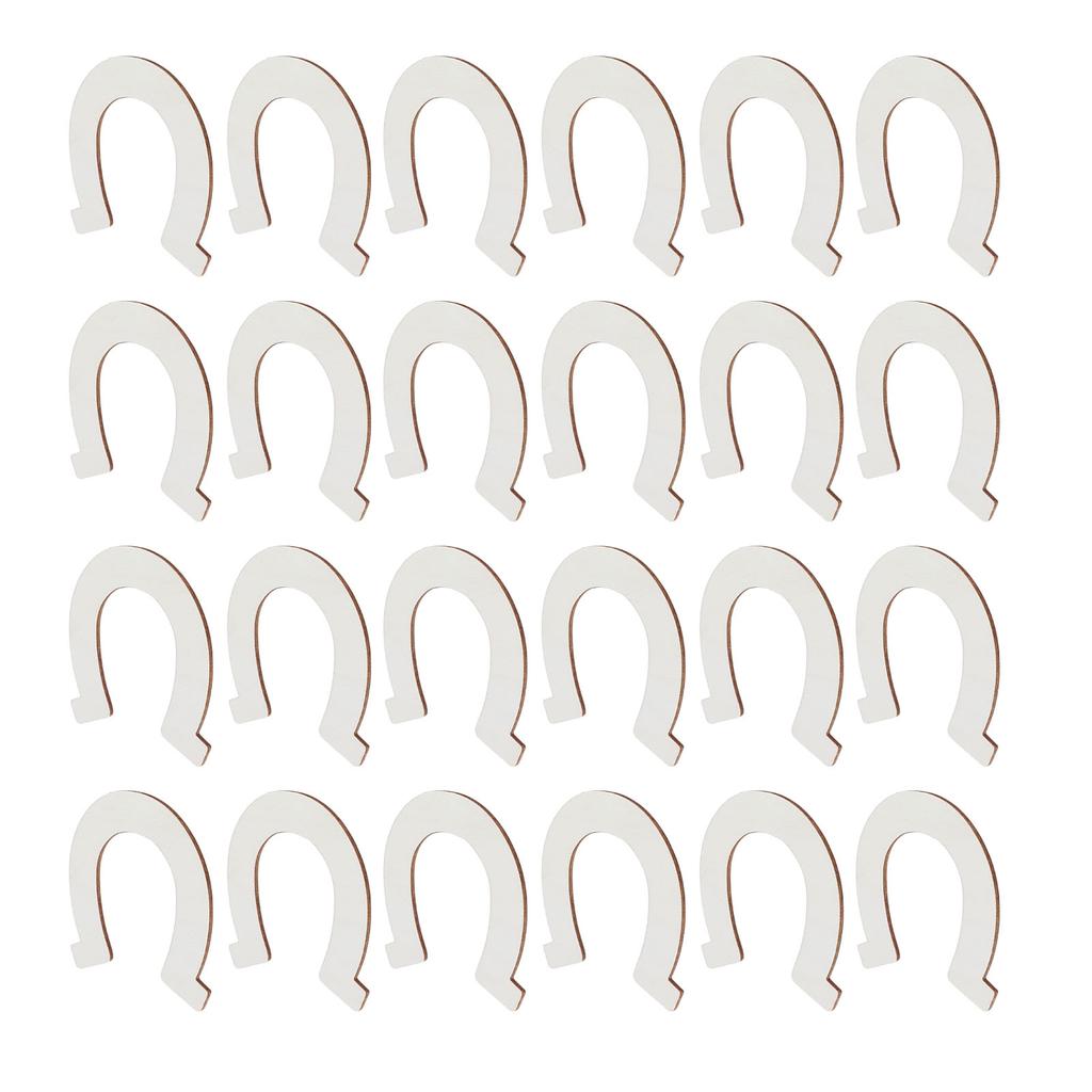 24Pcs DIY Wood Slices Horseshoe Shape Unfinished Cutouts Pendant HandMade Craft Decoration