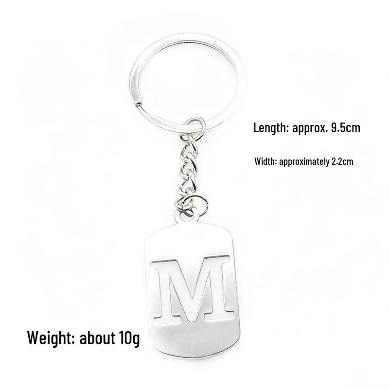 Pendentif Porte-clés 26 Lettres en Acier Inoxydable Creux - Polyvalent pour Sac à Dos, Voiture, Plaque Militaire