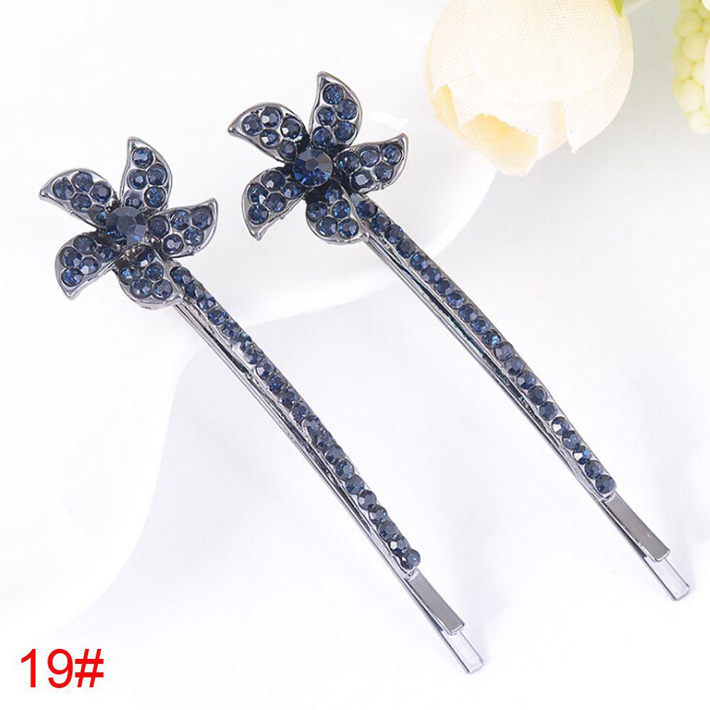 Flowers Shaped Women Girls Barrette Hairpin Bling Headwear Edge Clamp Crystal Rhinestone Hair Clip