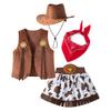 Ținută de Rol Cowgirl Pentru Fete Costum cu Tematică Western din 4 Piese Vestă Pantaloni Pălărie și Fustă Scurtă