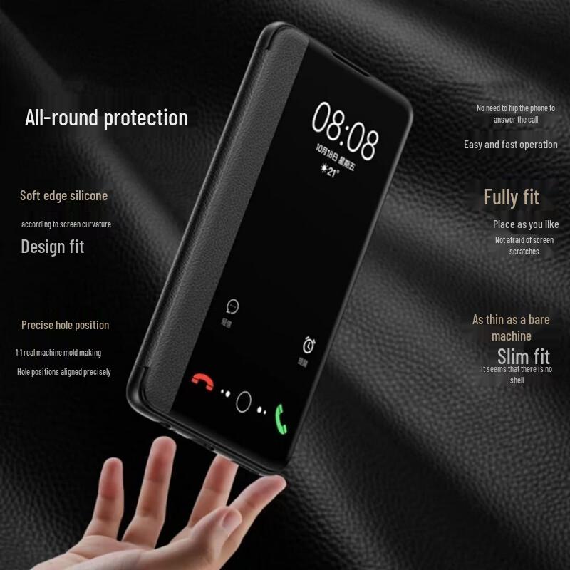 Ekakashop Business Klapp-Leder-Handyhülle für Honor