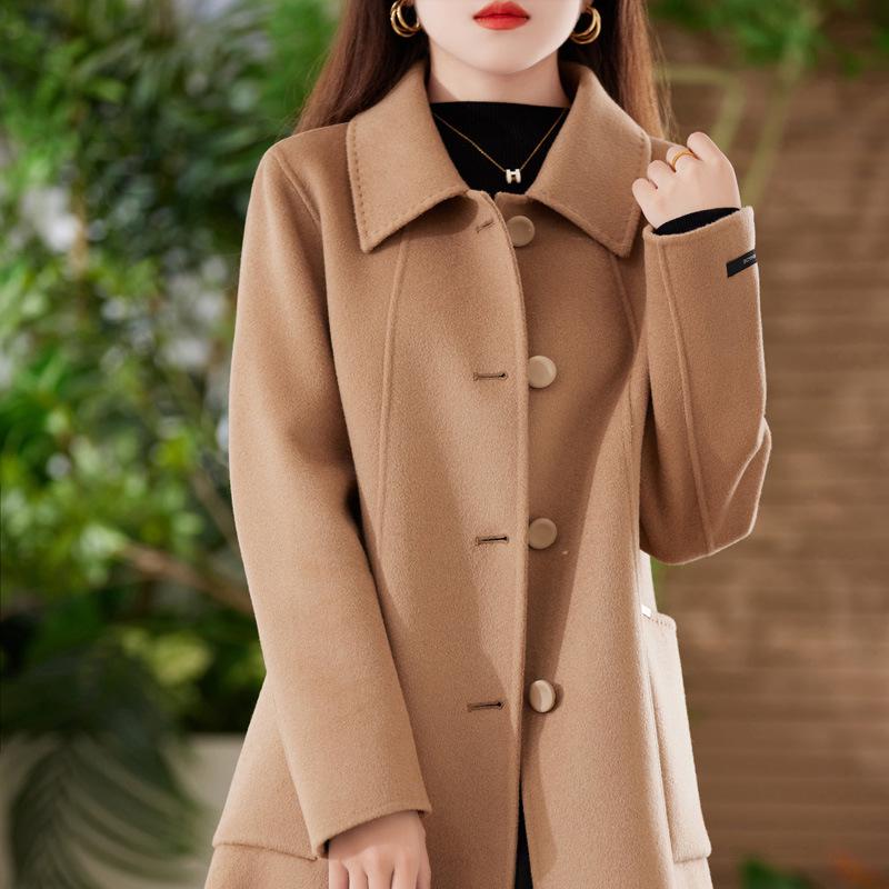 

Women s Slim-Fit Double-Faced Wool Coat - Autumn/Winter Collection L for 120-135 kg