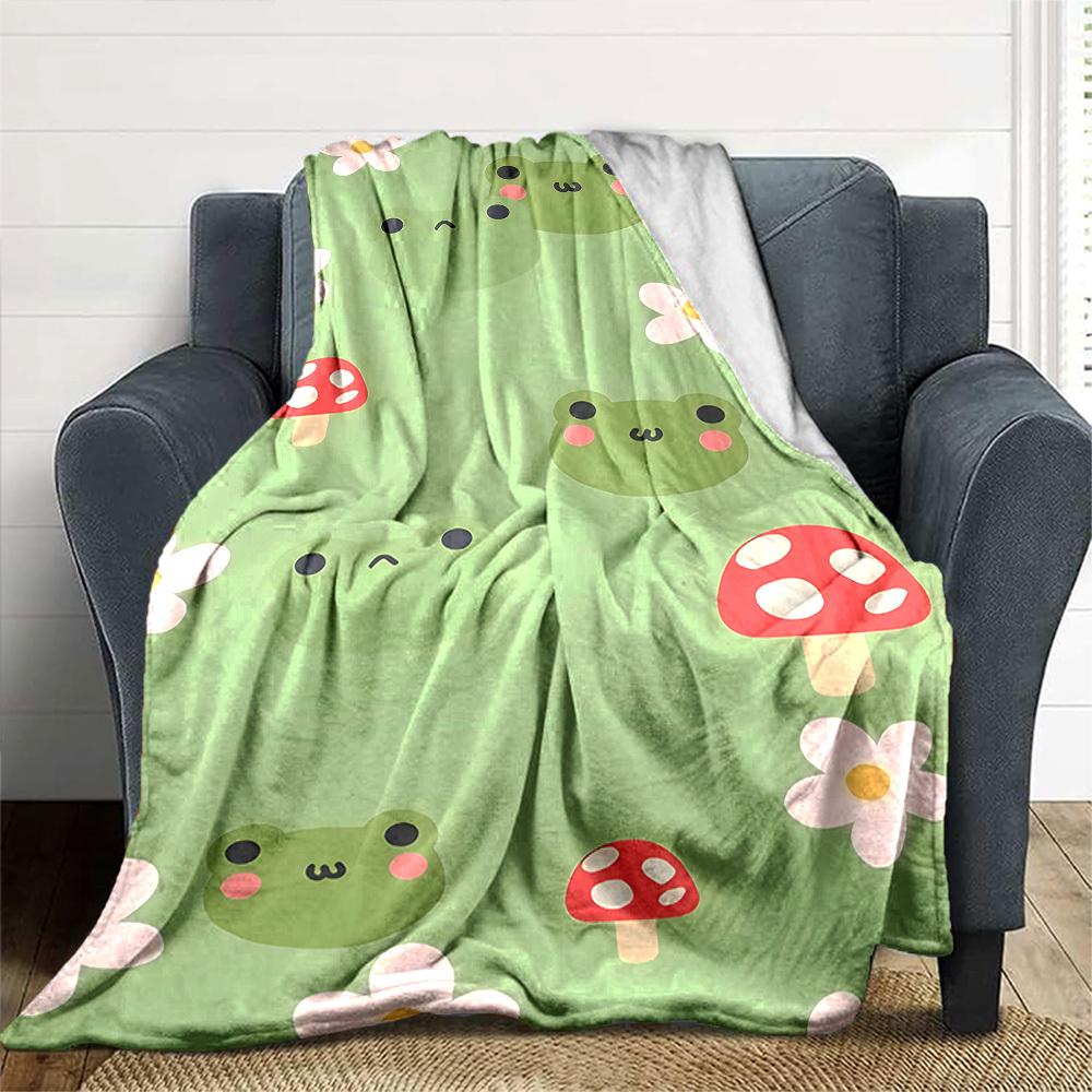 1pc froggy flowers Throw Blanket Soft Flannel, Cozy All Season Polyester Perfect for Home, Office