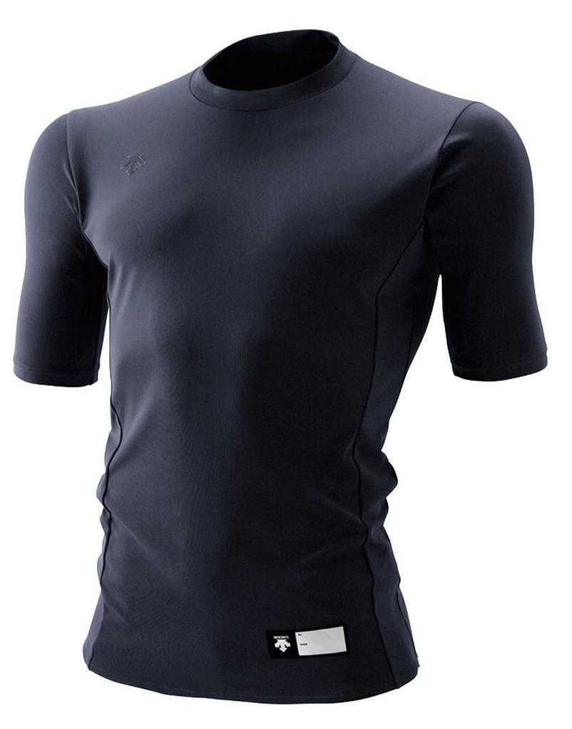 DESCENTE Baseball Round Short Relaxed Dark Size STD700 Undershirt, Neck, Sleeve, Fit, Navy, O,