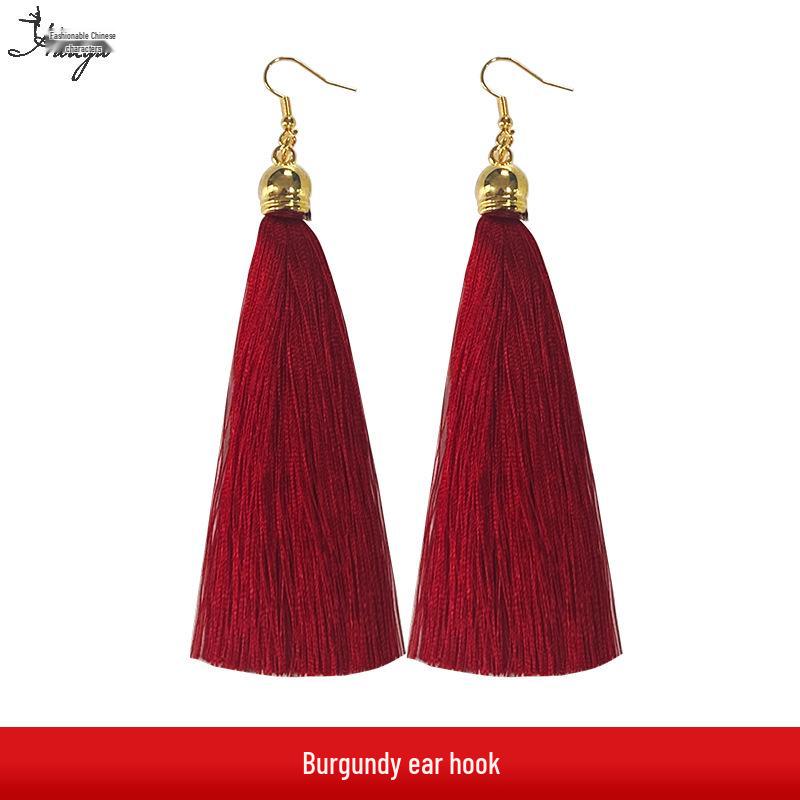 Huayu Dance Earrings: Square, Latin, Belly & Indian Dance Tassel Performance Jewelry