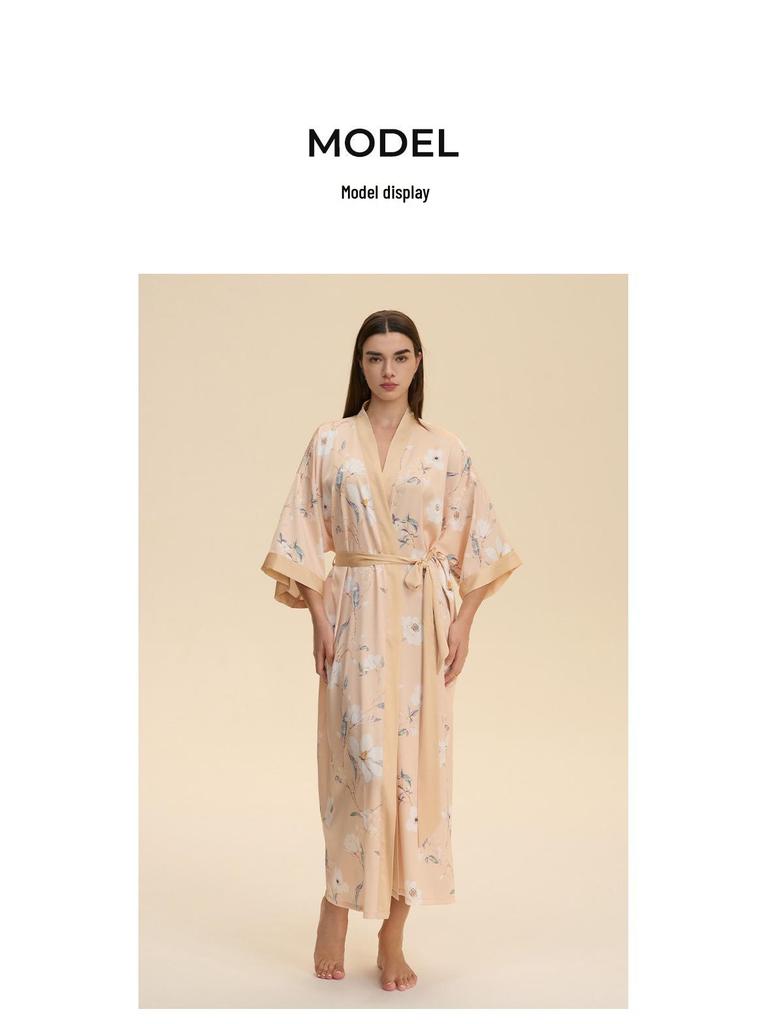 Yaoting Satin Plus Size Women's Long Sleeve Pajamas and Bathrobe Set - Spring/Fall Collection WP5021