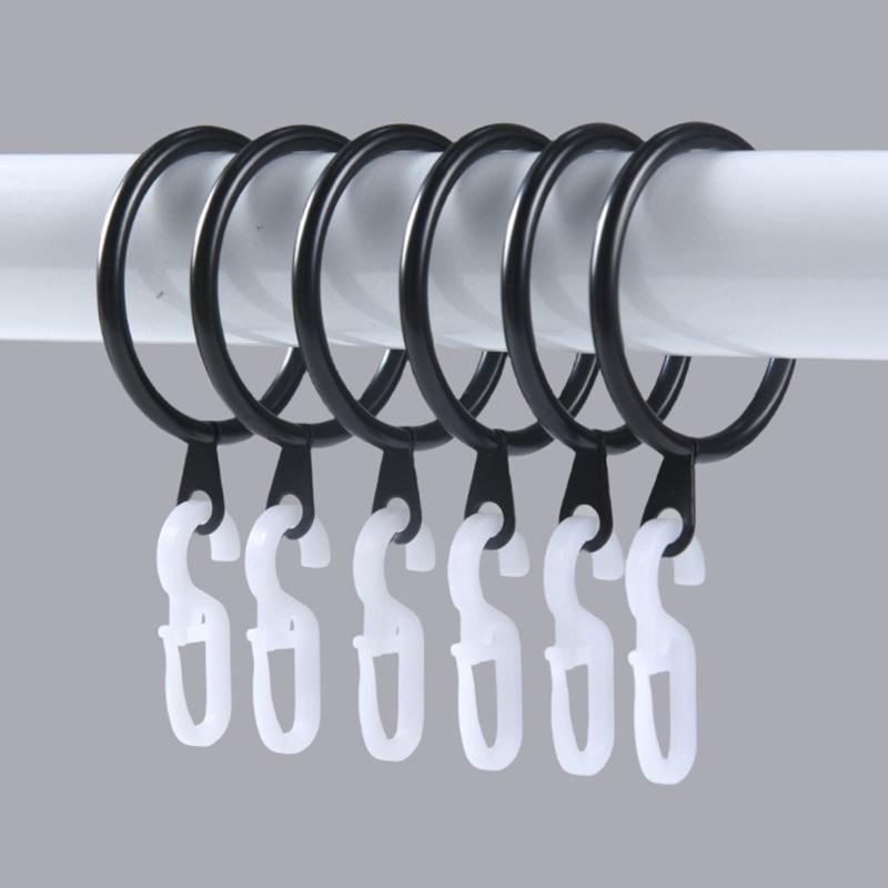Pack Of 100 Curtain Rings with Clip 30mm Inner Diameter Plastic Hooks For Poles And Rod Drapery And Shower Hanging