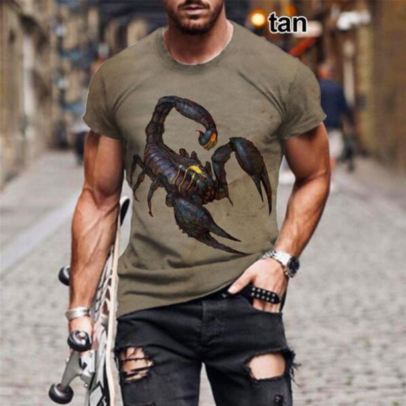 Summer New Scorpion 3D Men's Printed T-shirt Fashion Personality Carnivore Unisex Casual Round Neck Animal Short-sleeved