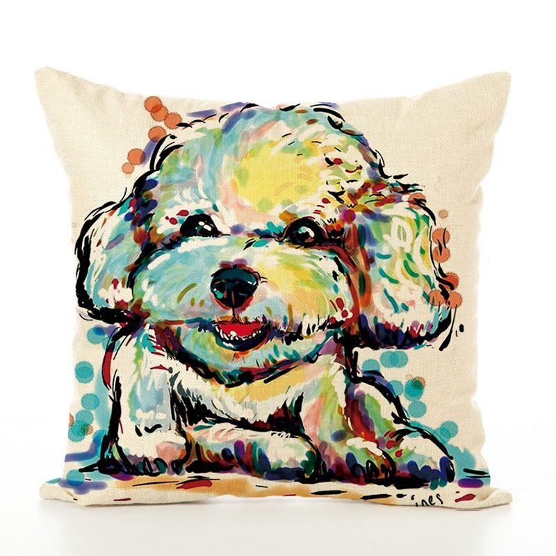 Pet Cute Dog Pillow Case Throw Pillow Cover Sofa Cushion Cover Home Office Decor