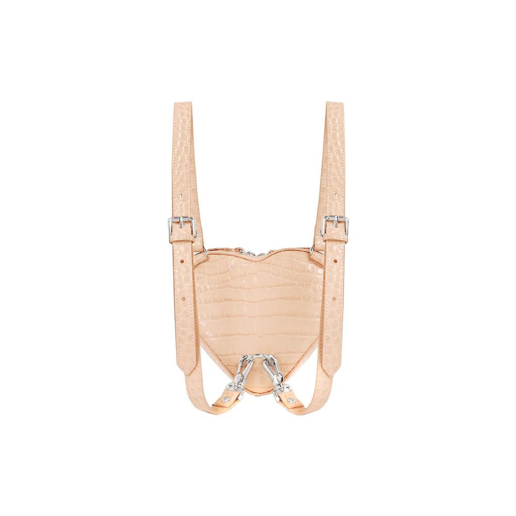 Vivienne Westwood Ella Saturn Logo Detachable Chain Strap Crocodile Pattern Mini Backpack Women backpack Cream-Pink 43030072UL0039C402