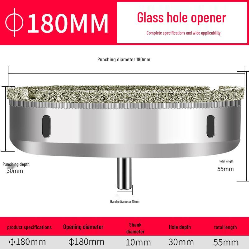 Emery Glass & Tile Drill Bit, 3-200mm Rotary Hole Saw for Marble