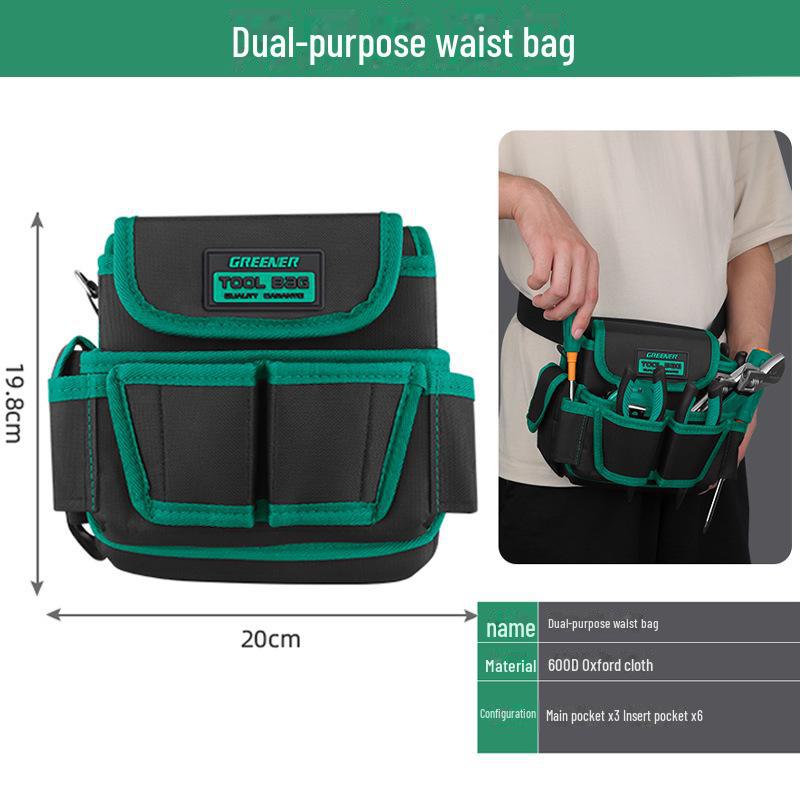Green Forest Multi-Function Electrician Tool Bag: Wear-Resistant, Dual-Purpose Crossbody & Waist Bag for Wallpaper Repair