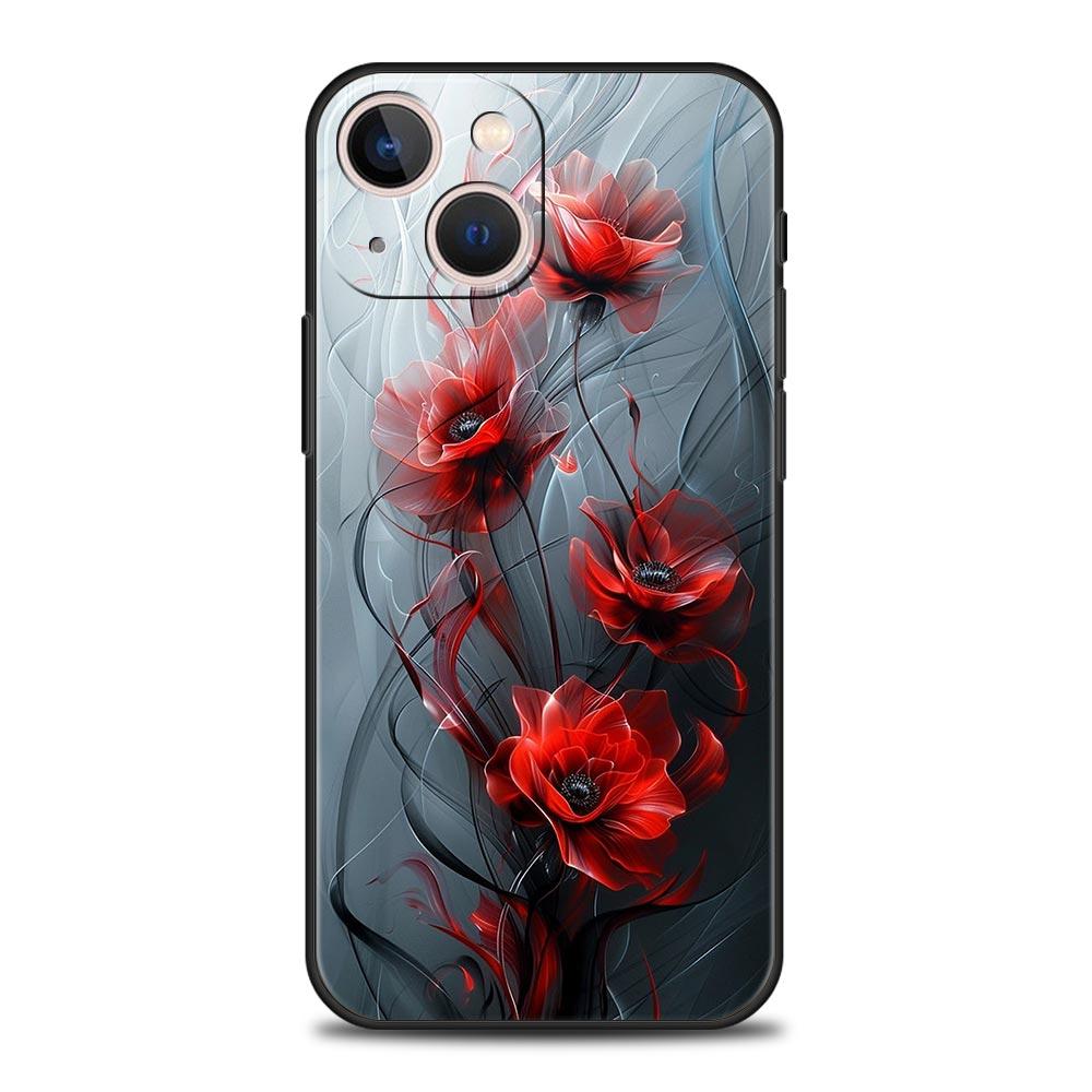 Kirschblüten Handyhülle Für iPhone 17 16 15 Pro Max 11 12 13 14 7 8 Plus SE 2020 X XR XS Hülle Weich Schwarz