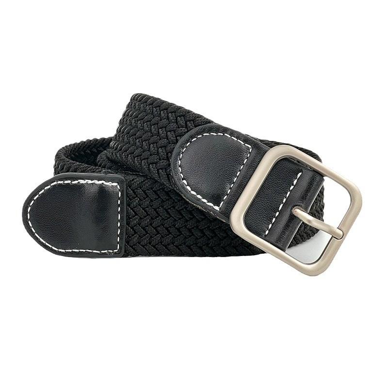 Weave Casual Elastic Waistband With No Drilling Design For Office Fashion