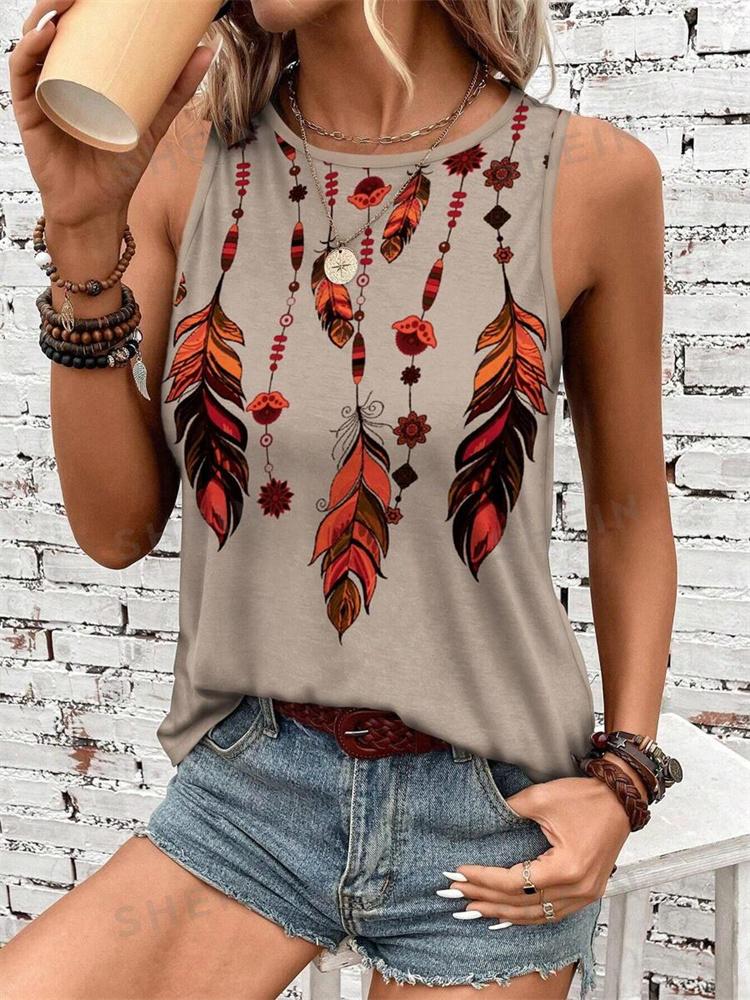 Outdoor Street Fashion Women's Sleeveless T-shirt Summer Casual Daily Crew Neck Tank Top Leopard Print Women's Elegant Tank Top