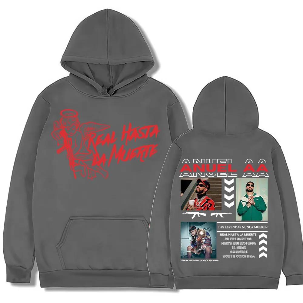 Rapper Anuel AA Real Hasta La Muerte Neue Sweatshirts Herren Damen Harajuku Gothic Retro Hoodie Lässig Gemütlich Locker Hoodies Streetwear