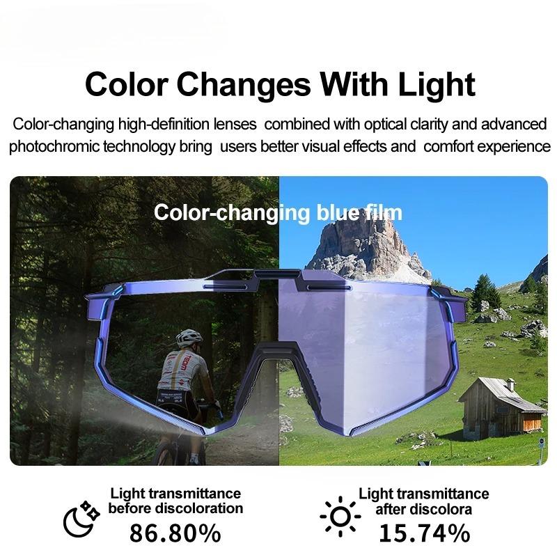 Neue photochrome Radsport-Sonnenbrille Professionelle Rennrad-Brille für Herren Fahrrad Winddichte Sandbrille Fahrradbrille UV-Schutz Antibeschlag