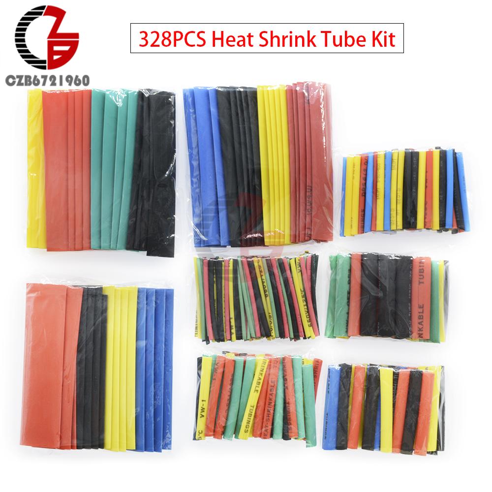 328PCS Heat Shrink Tube Kits Electrical Connection Cable Insulation Sleeved Protecter Polyolefin Heat Shrink Tubing