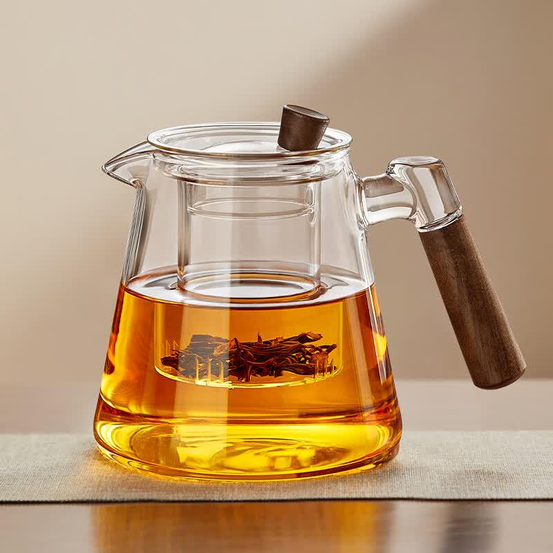 Pinyu Glass Teapot with Walnut Wood Handle & Infuser
