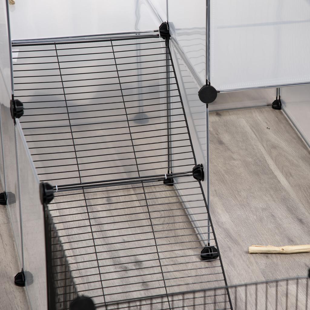 Enclosure for Small Animals DIY Design Modular Cage for Guinea Pigs Rabbits Chinchillas Small Pets 27 Panels Black