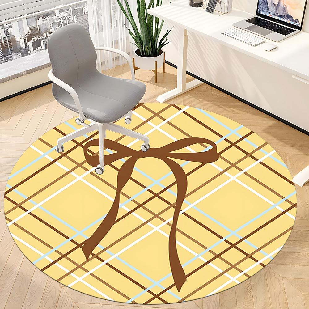 1pc Plaid Bow Chair Carpet for Office Non Slip, Machine Washable Rug for Office, Room Holiday Decor for Christmas, Birthday Polyester
