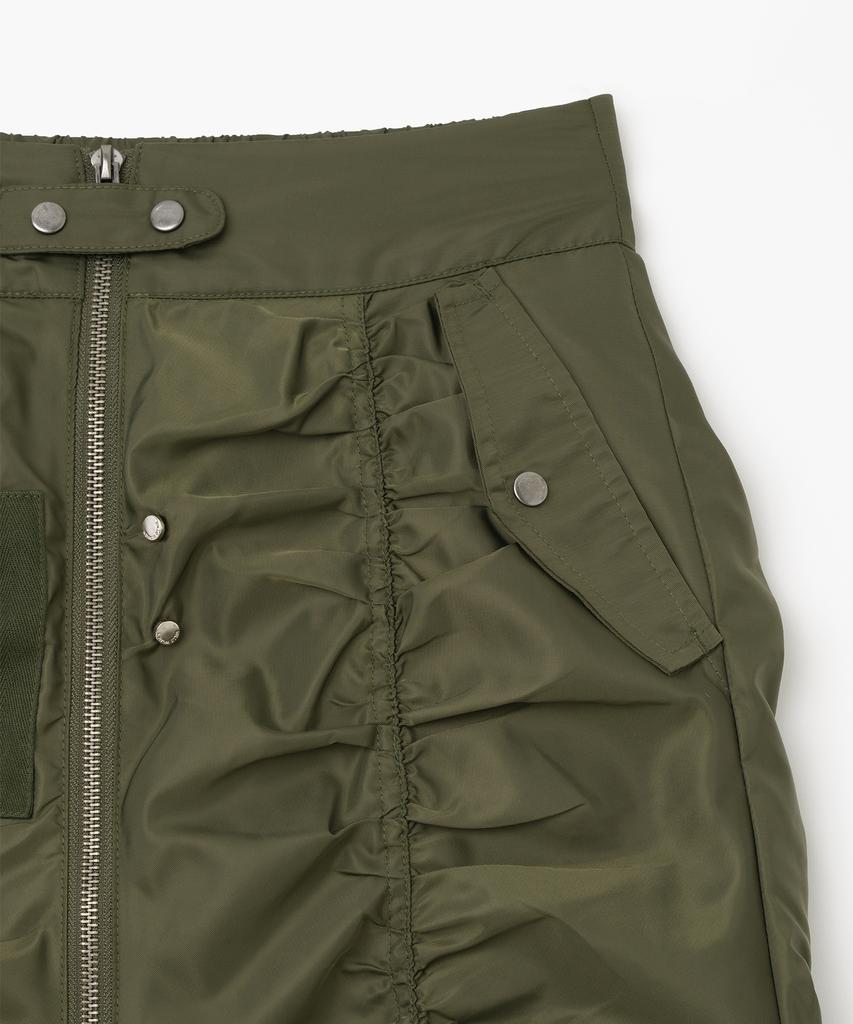 Milo Woman Utility Shirred Zipper Skirt [Khaki]