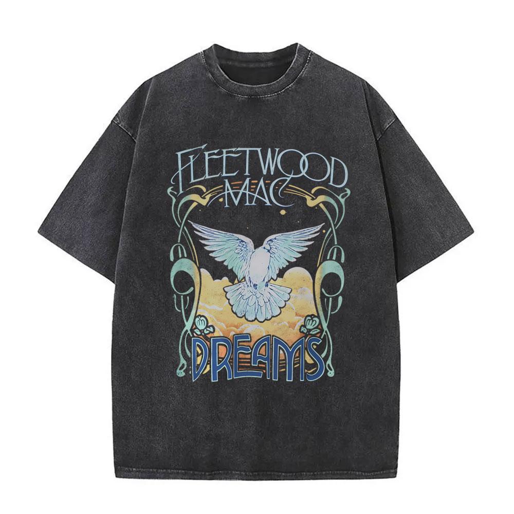 Washed Vintage Rock Band Fleetwood Mac Rumours Dreams Graphic T-shirt Stevie Nicks T Shirts Men Women Casual Oversized T-shirts