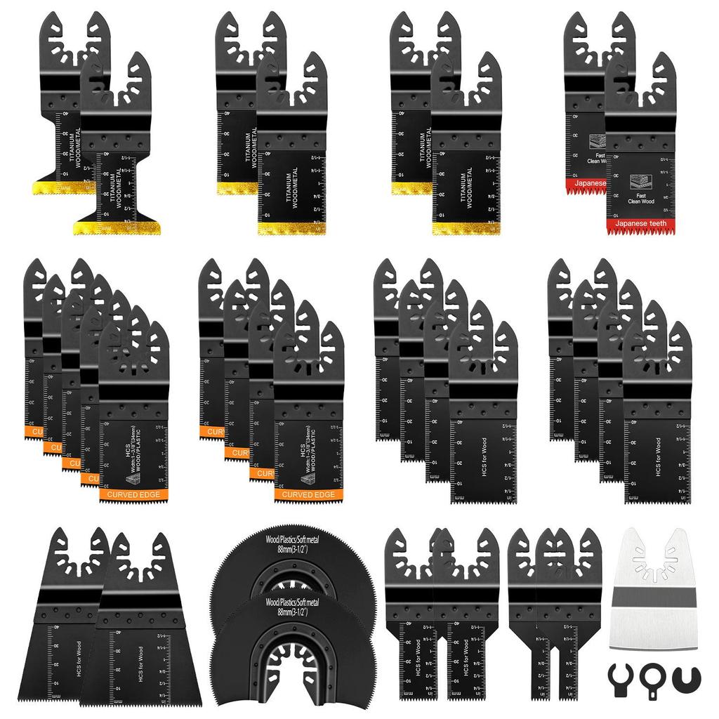 35-Piece Universal Multifunctional Oscillating Saw Blade Set - High-Carbon Steel