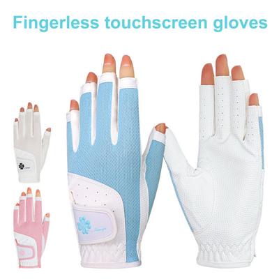 1 çift Golf eldiveni kaymaz silikon ter emici nefes alabilen dokunmatik ekran erkek kadın sol sağ el açık hava spor eldivenleri Golf aksesuarları