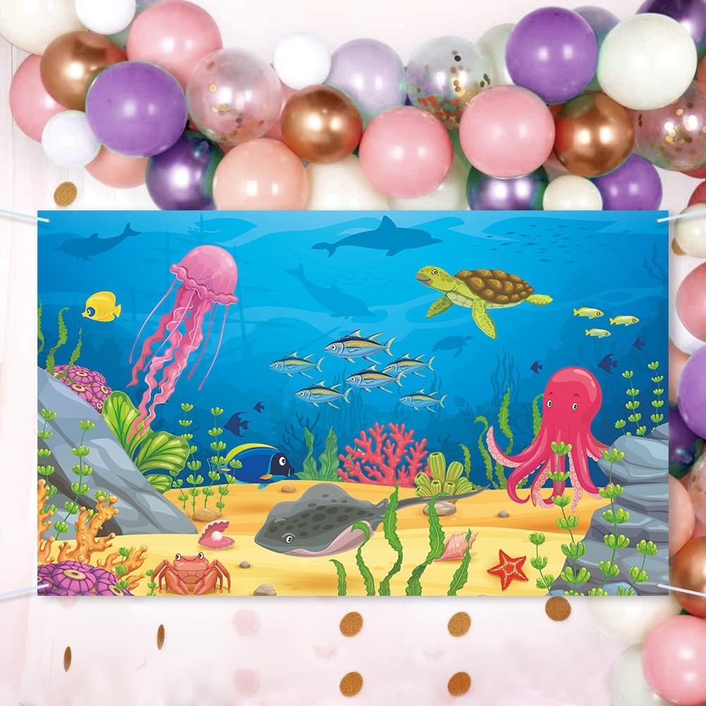 Marine Life Themed Background Banner For Birthday Party And Decoration Event