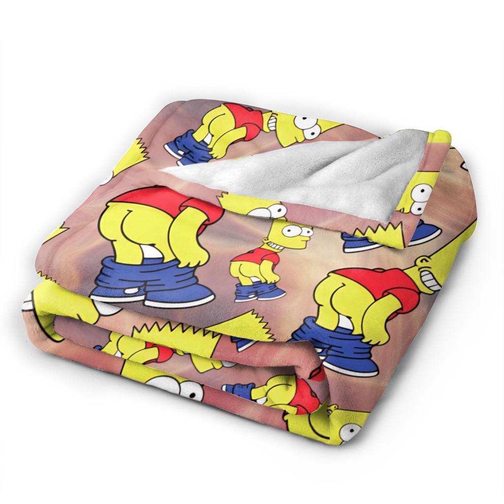 S-Simpsons Yellow Character Art Blankets Spring Cozy Throw Blanket For Adults Girls Bedroom Flannel Bedspread Bed Cover