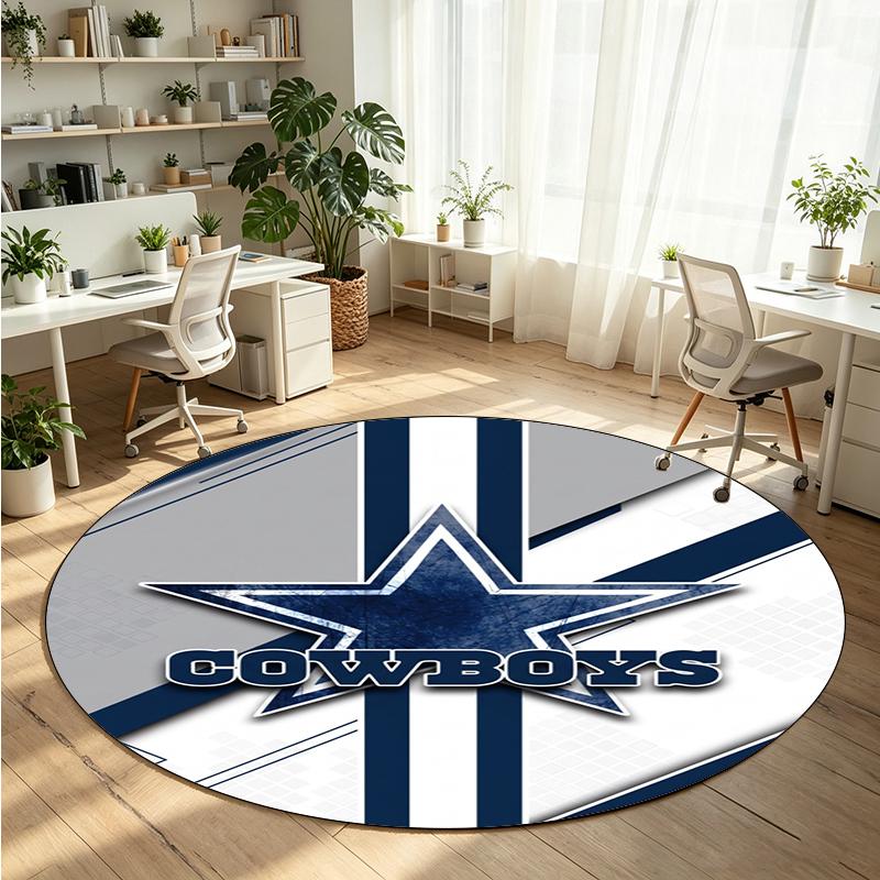 Dallas Cowboys Printed Round Crystal Velvet Rug Soft Non Slip Floor Carpet For Bedroom Holiday Gift