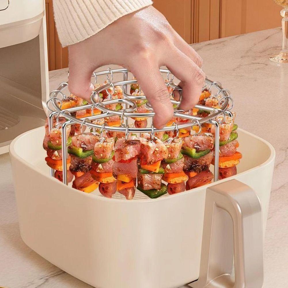 Stainless Steel Skewer Holder Vertical Barbecue Skewer Bracket for Air Fryer Accessory