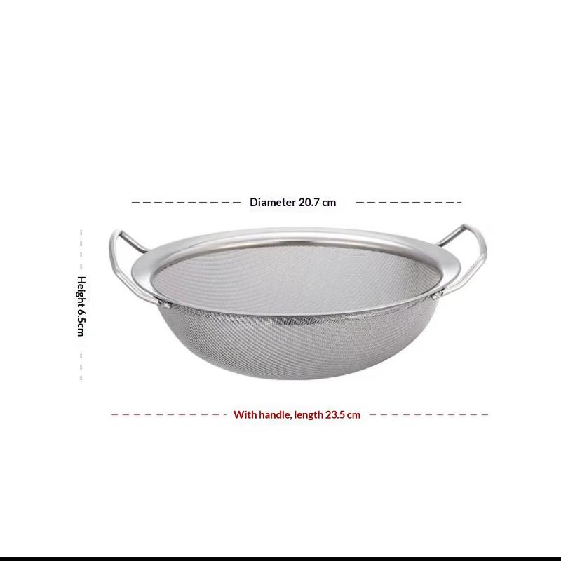 1Pcs Stainless Steel Strainer Basket Fine Mesh Multi-size Juice Rice Flour Sieve Large With Double Handles Food Filter Drainer