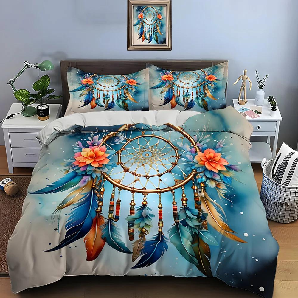 

10 размеров Комплект постельного белья с принтом Ловец снов Фэнтези Пододеяльник 1 Пододеяльник 2 Наволочки Комплект постельного белья для взрослых и детей Роскошный EU Twin(135x200cm)
