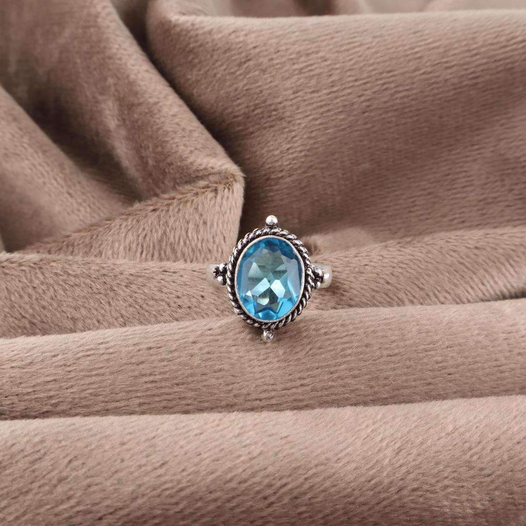 Swiss Blue Topaz Jewelry Gemstone Ring, 925 Sterling Silver Attractive Ring Jewelry Handmade Ring, Healing Jewelry For Gift