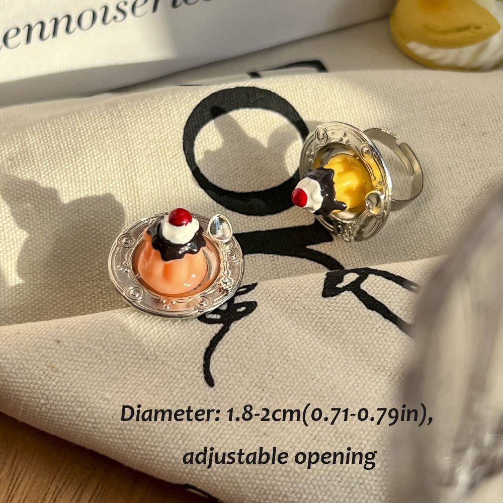 Spoon Mousse Cake Rings Open Jelly Finger Ring Fashion Adjustable Dessert Ring  Couples