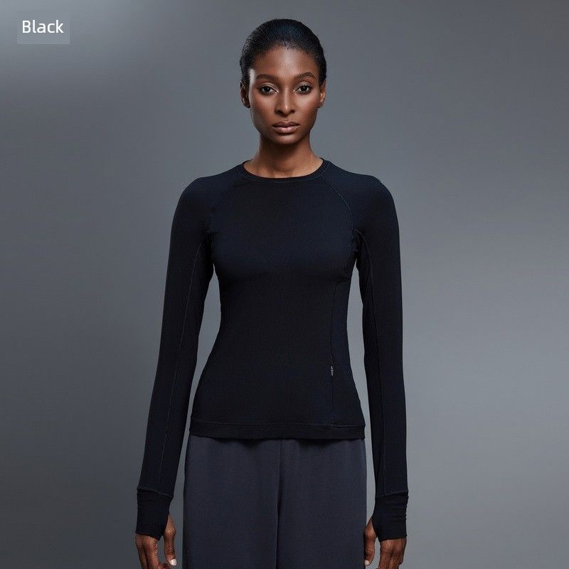 

Lu Same Style Yoga Clothing Top Women s Fall and Winter New Elastic Tight Long Sleeves Sports T-Shirt Running Training Workout Clothes Black XL([Recommended 60.00 kg-67.50 kg]])