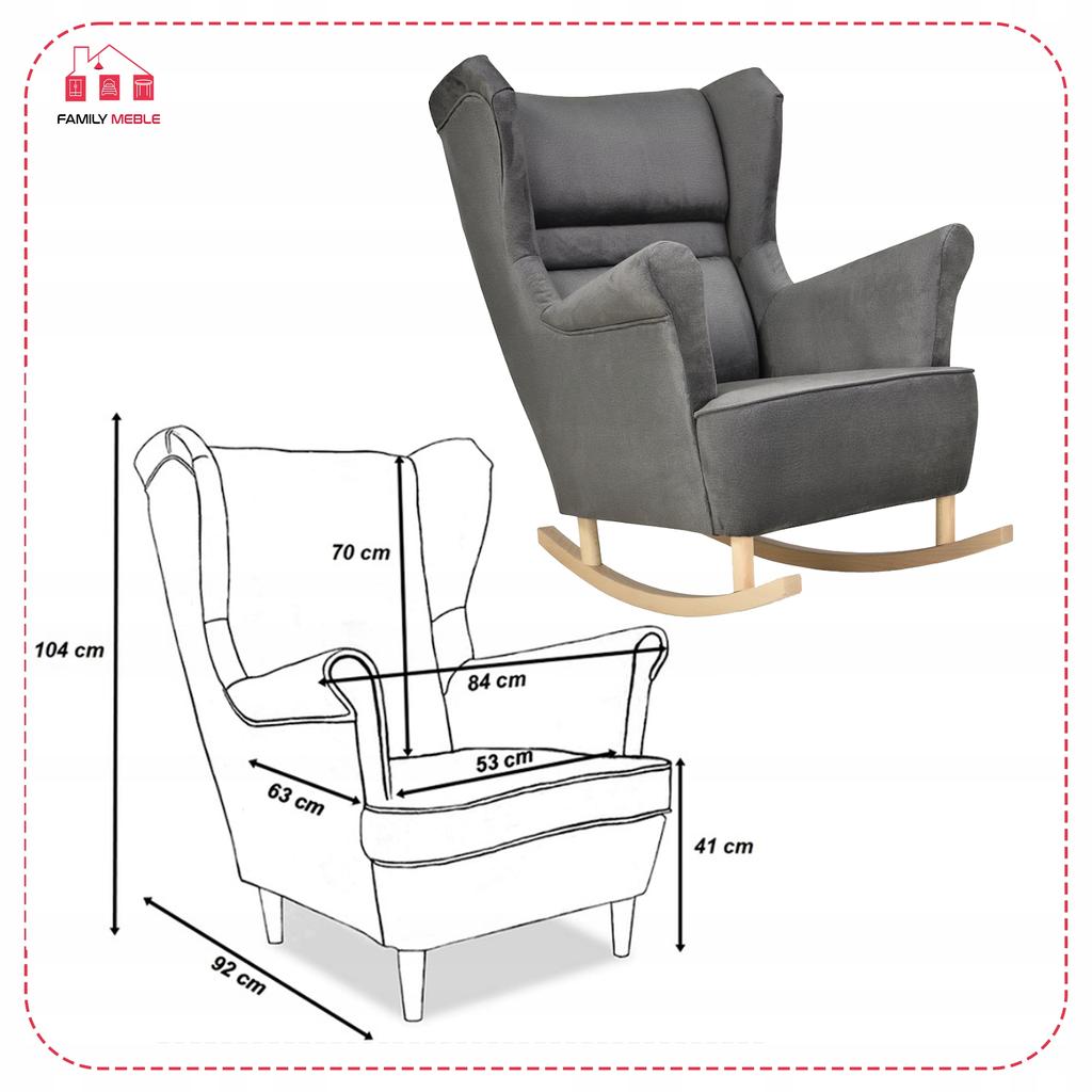 Fotel uszak Zoja bujany skandynawski Family Meble szary babci dziadka