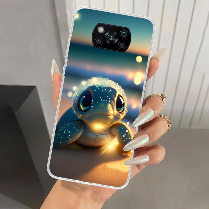 Cartoon Sea Turtle Tortoise Phone Case for Xiaomi Poco X5 X6 X7 Pro F7 Ultra M7 Redmi 15 15C 13 13C 12 12C 10 10A 10C 9 9A 9C 9T